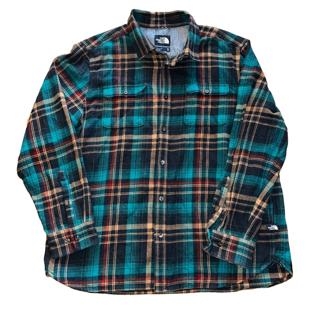 The North Face Men's XL Cotton Multicolor Plaid Flannel Long Sleeve Button Down